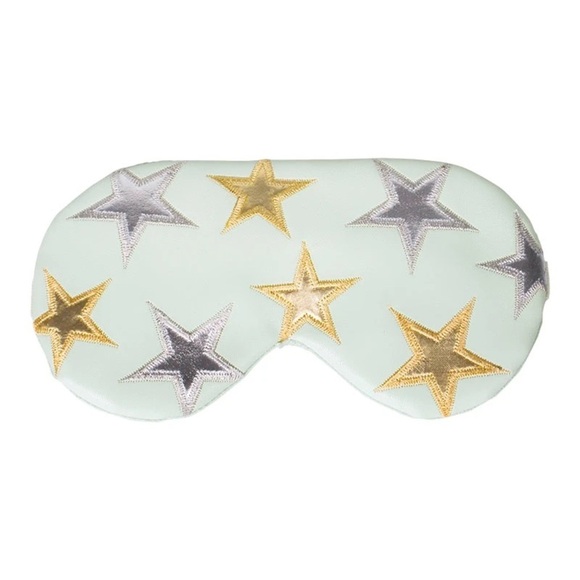 NEW Free People & Understated Leather Travel Eye Mask Cooling Gray Gold Stars - Picture 1 of 3